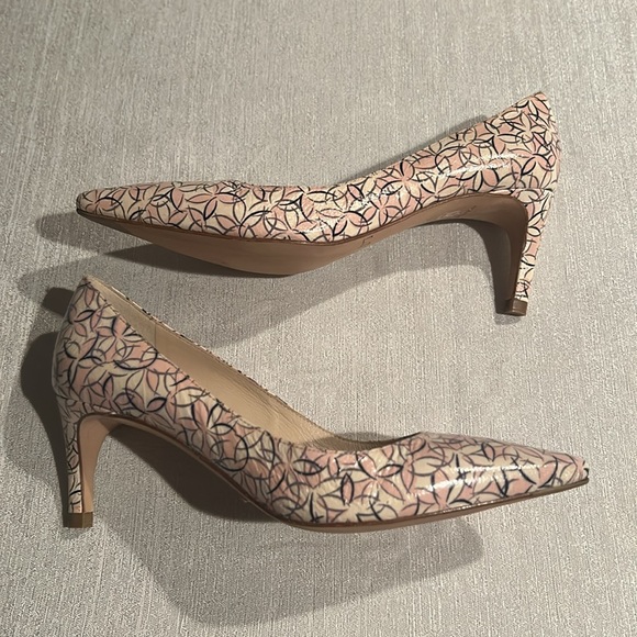 L.K Bennet London Floral Print Cream & Pink Heels - Picture 7 of 8